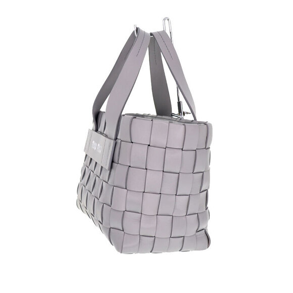 Miu Miu Handbag Shoulder Bag Nappa Intrecciato Leather Gray Cloud - Picture 4 of 9